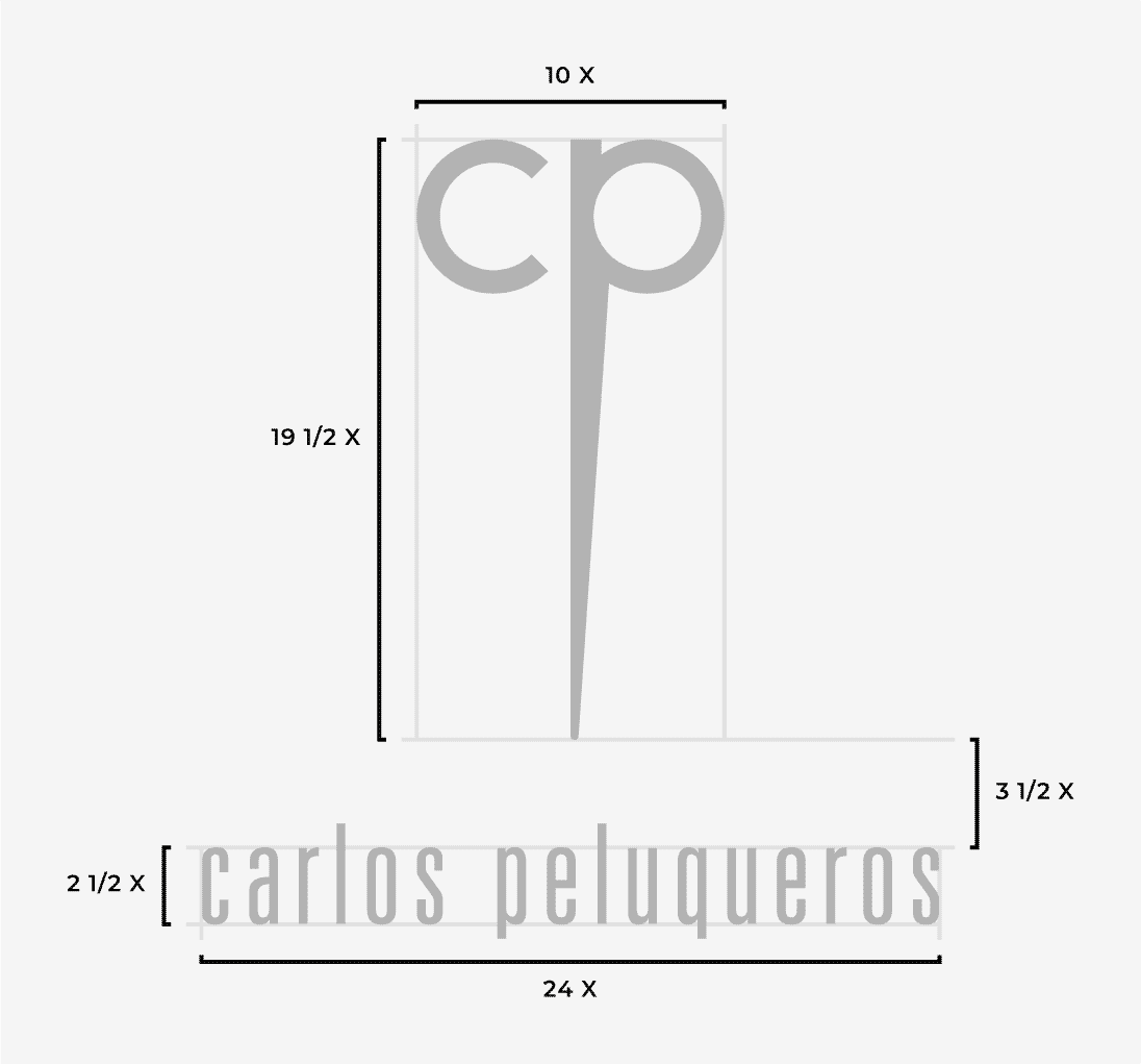 Cuadrícula de construcción del logo de Carlos peluqueros