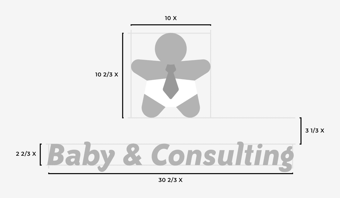 Diagrama de construcción del logotipo de Baby & Consulting